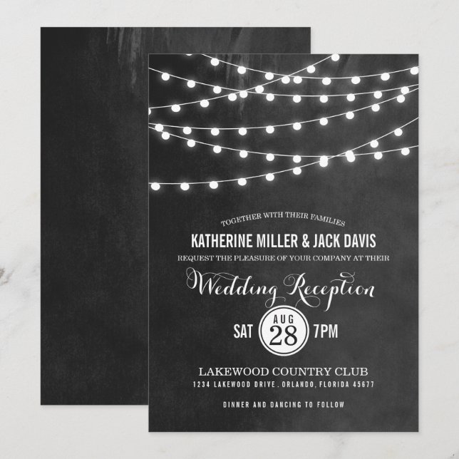 Convite para Recepção de casamento das Luzes das C (Frente/Verso)