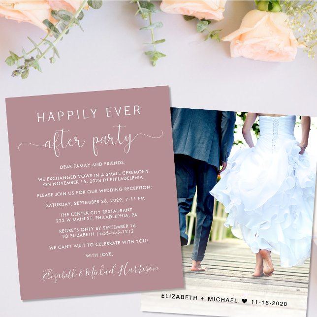 Convite para Recepção de casamento de Rosa de Foto (Your love story deserves a grand celebration!)