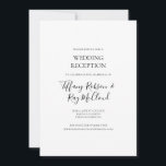 Convite para Recepção de Casamento Elegante Simple<br><div class="desc">Este simples convite elegante para o casamento é perfeito para a sua recepção de casamento negra e branca moderna e minimalista. O design apresenta fonte contemporânea mínima acompanhada de caligrafia formal. Mantenha-o como está,  ou escolha personalizá-lo com seu próprio trabalho de arte ou fotos!</div>