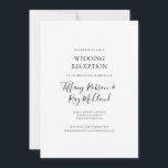 Convite para Recepção de Casamento Elegante Simple<br><div class="desc">Este simples convite elegante para o casamento é perfeito para a sua recepção de casamento negra e branca moderna e minimalista. O design apresenta fonte contemporânea mínima acompanhada de caligrafia formal. Mantenha-o como está,  ou escolha personalizá-lo com seu próprio trabalho de arte ou fotos!</div>