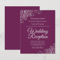Convite para Recepção de casamento Magenta e Silve