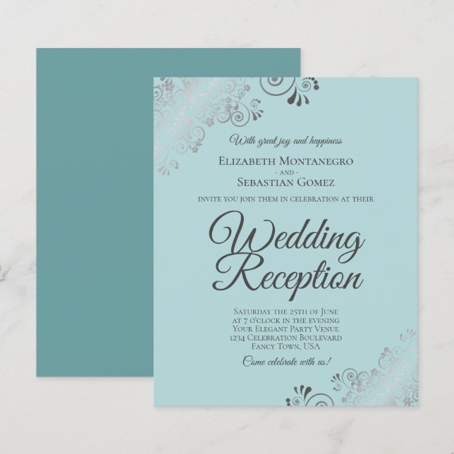 Convite para Recepção de casamento Mint & Teal Lac (Frente/Verso)