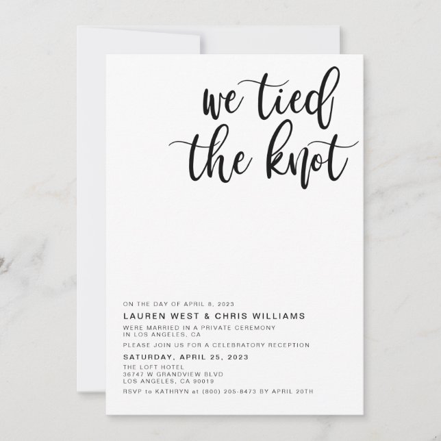 Convite para Recepção de Casamento Nós Amarrámos o (Frente)