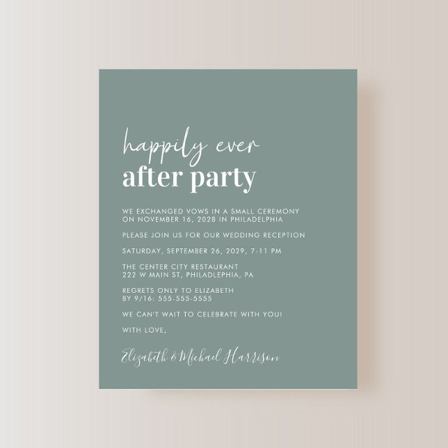 Convite para Recepção de casamento Verde da Sage O (An chic Happily Ever After Party invitation for your wedding celebration)