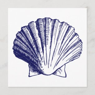 Convite para Recepção de Marinho Blue Sea Shell 