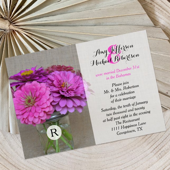 Convite para Recepção de Pós-Casamento - Pote de M (Criador carregado)