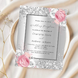 Convite para recepções de casamento floral cor-de-