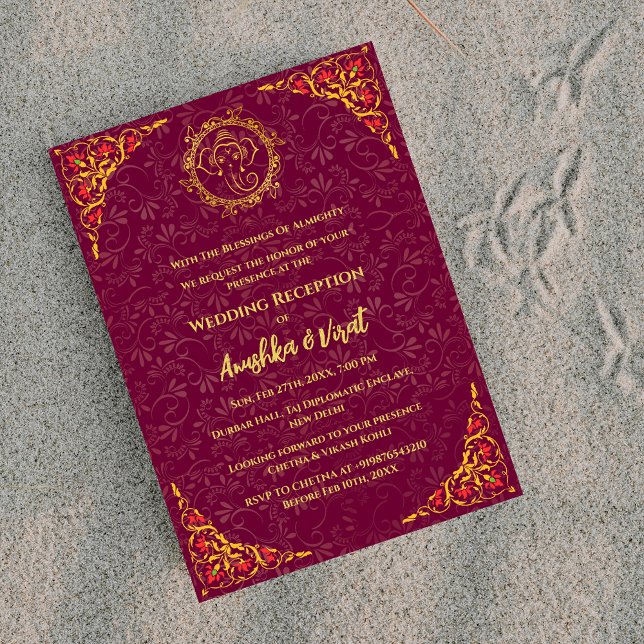 Convite para Recepções de casamento Indiana (Criador carregado)