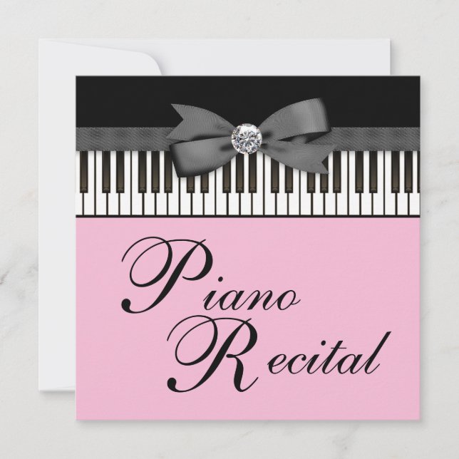 Convite para Recital com Teclas de Piano Pretas e  (Frente)