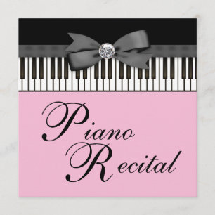 Convite para Recital com Teclas de Piano Pretas e 