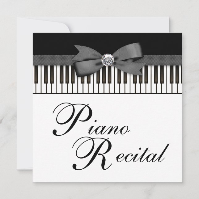 Convite para Recital com Teclas de Piano Preto e B (Frente)