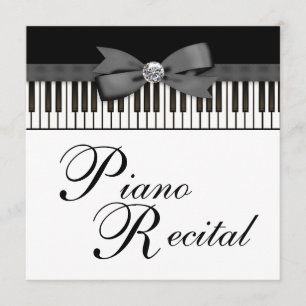 Convite para Recital com Teclas de Piano Preto e B