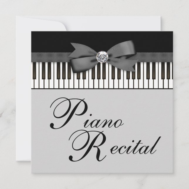 Convite para Recital com Teclas de Piano Preto e B (Frente)