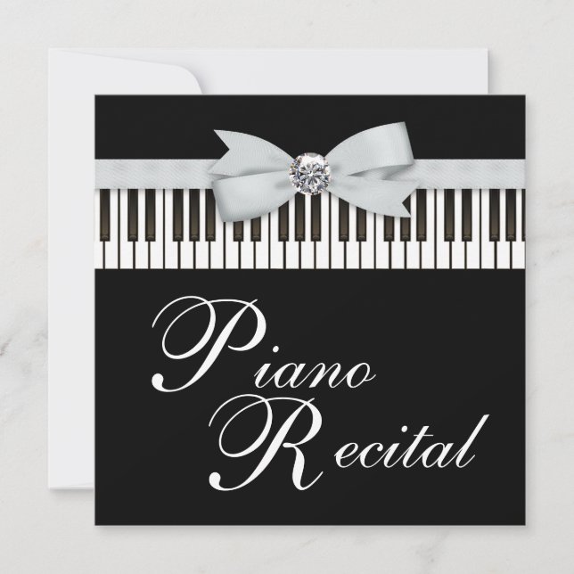 Convite para Recital com Teclas de Piano Preto e B (Frente)