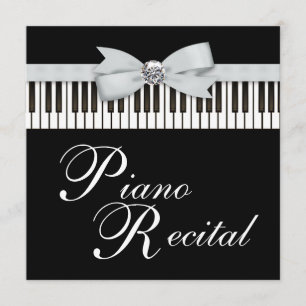 Convite para Recital com Teclas de Piano Preto e B