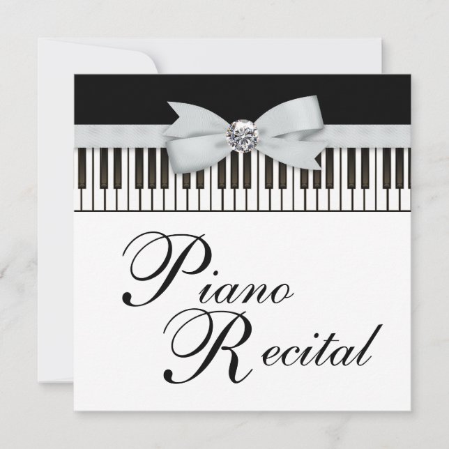 Convite para Recital com Teclas de Piano Preto e B (Frente)