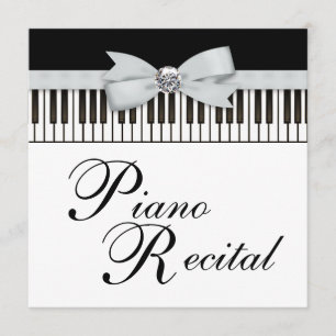 Convite para Recital com Teclas de Piano Preto e B