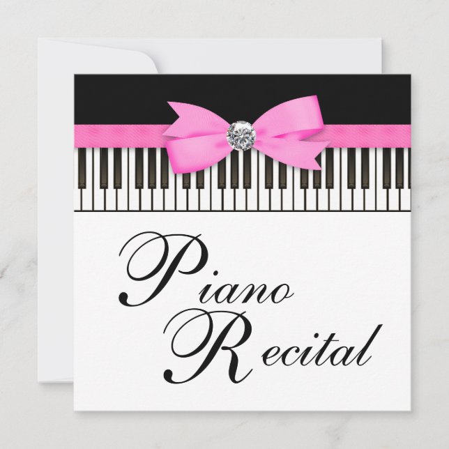 Convite para Recital com Teclas de Piano Rosa, Pre (Frente)