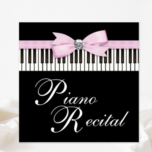 Convite para Recital com Teclas de Piano Rosa, Pre (You can change the text as needed for your event.)