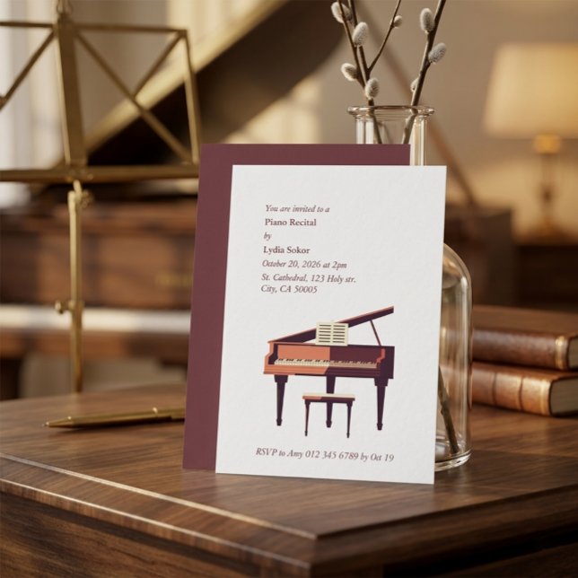 Convite para Recital de Piano Grande Elegante (Criador carregado)