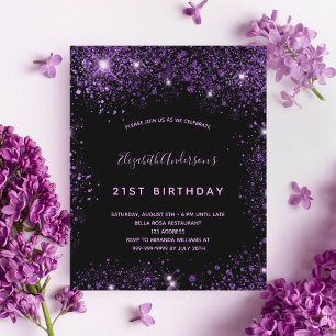 Convite para relíquia de aniversário preto roxo