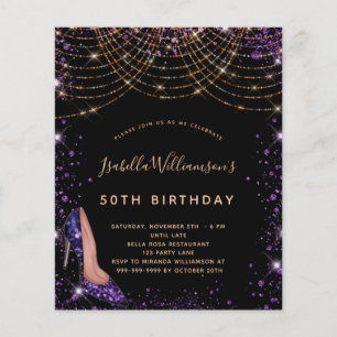 Convite para relíquia de aniversário preto roxo