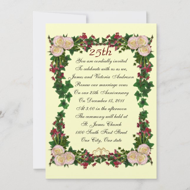 convite para renovação de promessa de aniversário  (Frente)