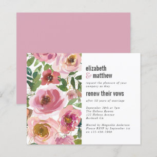 Convite para Renovação de Vow Floral Cor-de-Rosa d