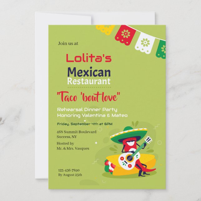 Convite para Restaurante Mexicano (Frente)