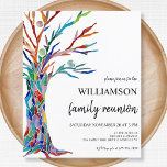 Convite para Reunião da Família de Árvores de Famí<br><div class="desc">Convite para Reunião da Família de Árvores de Família de Orçamento. Convide sua família para a Reunião Familiar com este convite para na moda. Ele apresenta uma árvore genealógica nas cores do arco-íris e espaço para você personalizar com seu nome de família e seus detalhes. Este design único é um...</div>