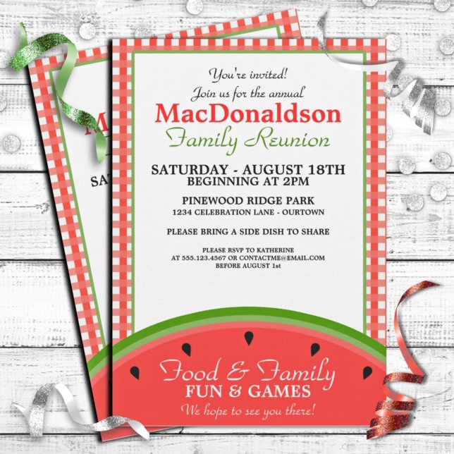 Convite para Reunião da Família Picnic Watermelon (Criador carregado)