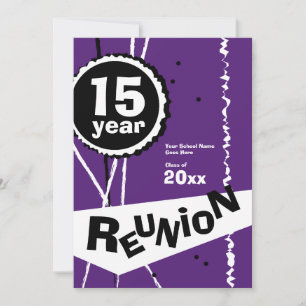 Convite para Reunião de 15 Anos em Classe Roxo e 