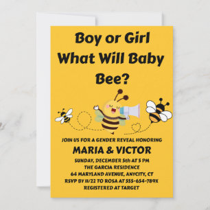 Convite para Revelação do Sexo do Bebê Bee