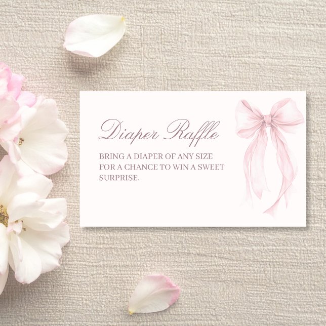 Convite para Rifão de Fraldas para Chá de Bebê com (Pink Coquette Bow Baby Shower Raffle Card)