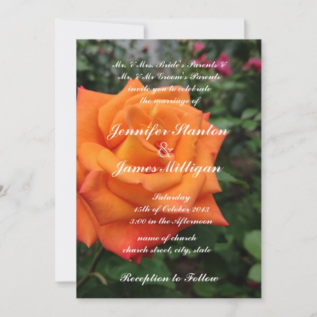 Convite para rosa de laranja (Frente)