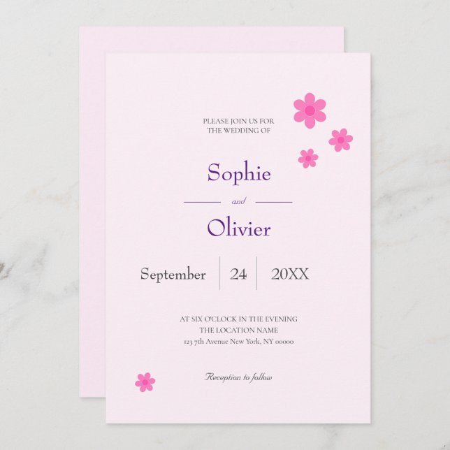 convite para rosa motif (Frente/Verso)