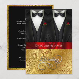 Convite para Rosa vermelha de Gay de Casamento Ele