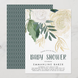 Convite para Rosas de Aquarela e Chá de fraldas de