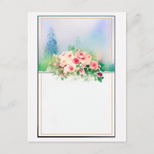 Convite para Rosas Design de Casamento de Aquarela (Frente)
