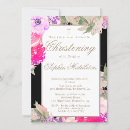 Convite para Rosas Florais de Christening ou Bapti