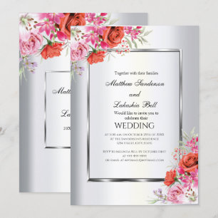 Convite para Rosas vermelhas de Casamento Elegante