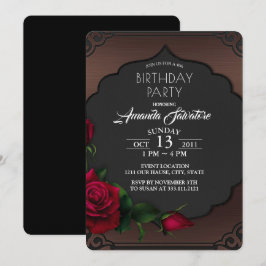 Convite para Rosas vermelhas Gótico de aniversário