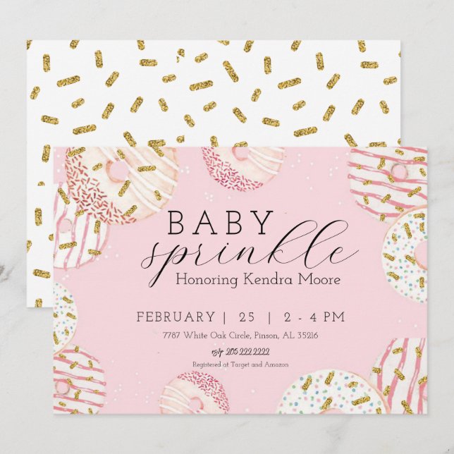 Convite para Rosquinha de Baby Sprinkle (Frente/Verso)