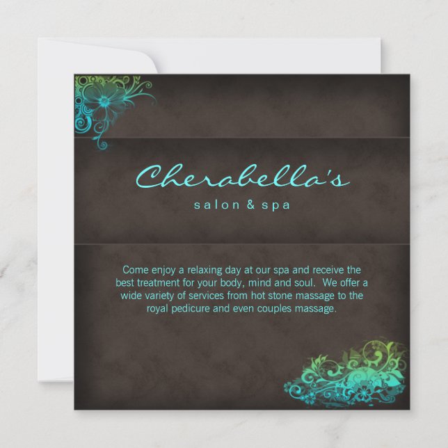 Convite para Salão de Spa - Cartão Postal Turquesa (Frente)