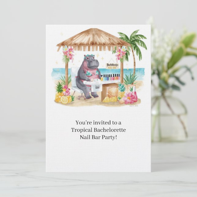 Convite para Salão de Unhas de Solteira Biquíni de (Em pé/Frente)