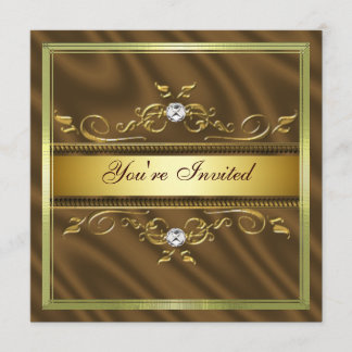 Convite para Seda/Satin de Chocolate Dourado Elega