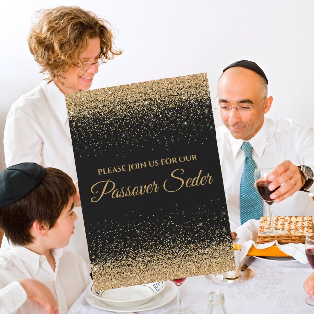 Convite para Seder de Passover Dourada e Preta Ele (Criador carregado)