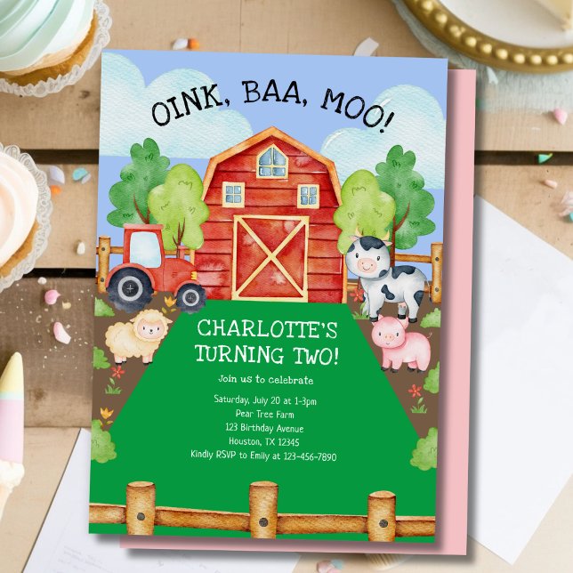 Convite para segundo aniversário de animais de cri (Criador carregado)