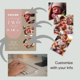 Convite para segundo aniversário de Colagem de Fot