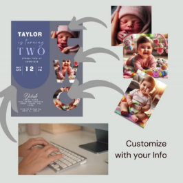 Convite para segundo aniversário de Colagem de Fot